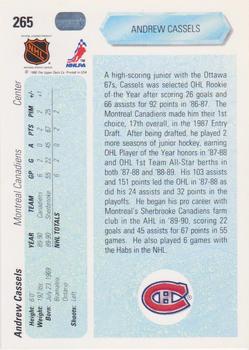 1990-91 Upper Deck #265 Andrew Cassels Back