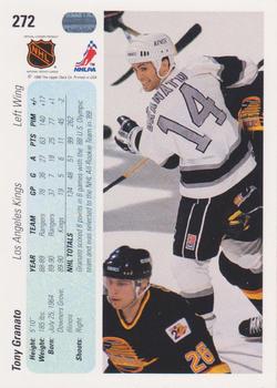 1990-91 Upper Deck #272 Tony Granato Back