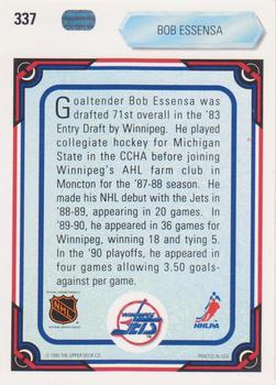1990-91 Upper Deck #337 Bob Essensa Back