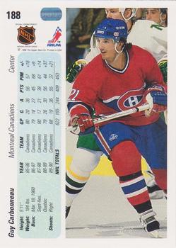 1990-91 Upper Deck #188 Guy Carbonneau Back