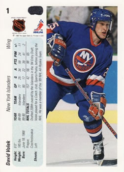 1990-91 Upper Deck #1 David Volek Back