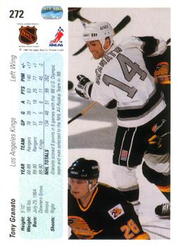 1990-91 Upper Deck #272 Tony Granato Back