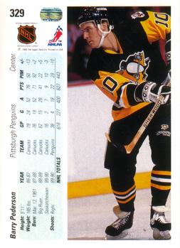 1990-91 Upper Deck #329 Barry Pederson Back