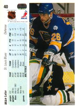1990-91 Upper Deck #40 Mike Lalor Back