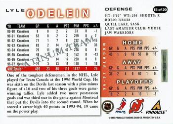 1997-98 Score New Jersey Devils - Platinum Team #15 Lyle Odelein Back
