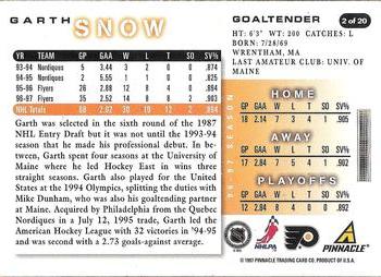 1997-98 Score Philadelphia Flyers #2 Garth Snow Back