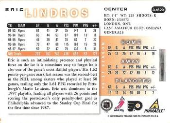 1997-98 Score Philadelphia Flyers #3 Eric Lindros Back