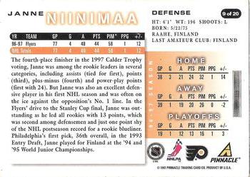 1997-98 Score Philadelphia Flyers #9 Janne Niinimaa Back