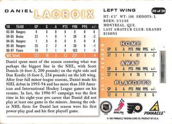 1997-98 Score Philadelphia Flyers #20 Daniel Lacroix Back