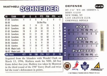 1997-98 Score Toronto Maple Leafs #10 Mathieu Schneider Back