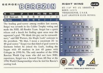 1997-98 Score Toronto Maple Leafs #6 Sergei Berezin Back