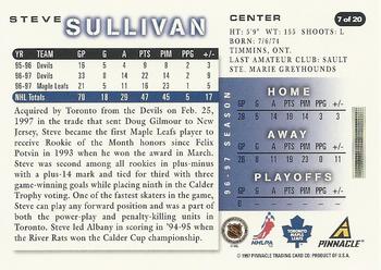 1997-98 Score Toronto Maple Leafs #7 Steve Sullivan Back