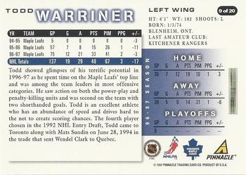 1997-98 Score Toronto Maple Leafs #9 Todd Warriner Back