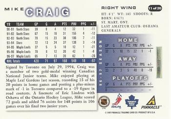1997-98 Score Toronto Maple Leafs #11 Mike Craig Back