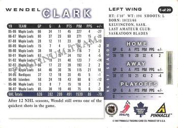1997-98 Score Toronto Maple Leafs - Platinum Team #5 Wendel Clark Back