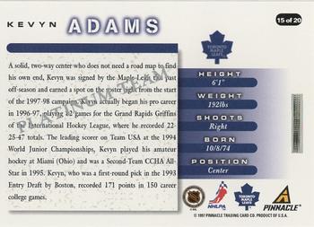 1997-98 Score Toronto Maple Leafs - Platinum Team #15 Kevyn Adams Back