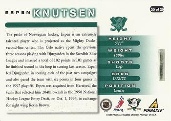 1997-98 Score Anaheim Mighty Ducks #20 Espen Knutsen Back