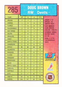 1991-92 Bowman #285 Doug Brown Back