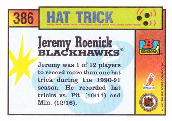 1991-92 Bowman #386 Jeremy Roenick Back