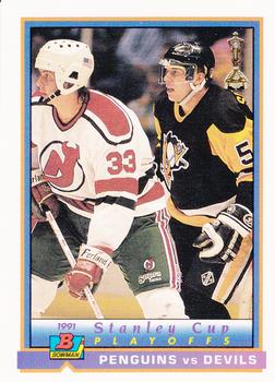 1991-92 Bowman #408 Penguins vs Devils Front