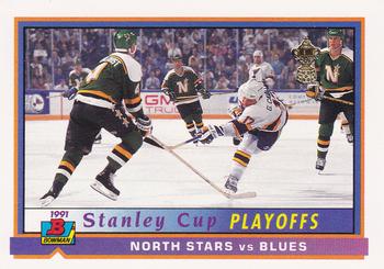 1991-92 Bowman #415 North Stars vs Blues Front