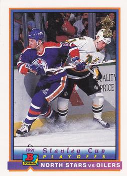 1991-92 Bowman #417 North Stars vs Oilers Front