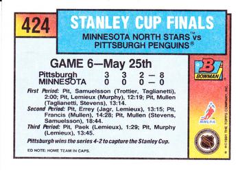 1991-92 Bowman #424 Stanley Cup Finals Game 6 Back