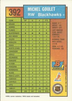 1991-92 Bowman #392 Michel Goulet Back