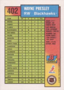 1991-92 Bowman #402 Wayne Presley Back