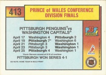1991-92 Bowman #413 Penguins vs Capitals Back