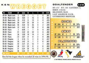 1997-98 Score Pittsburgh Penguins #2 Ken Wregget Back