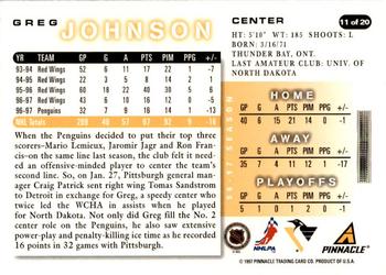 1997-98 Score Pittsburgh Penguins #11 Greg Johnson Back