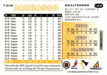 1997-98 Score Pittsburgh Penguins #1 Tom Barrasso Back