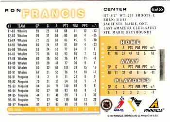 1997-98 Score Pittsburgh Penguins #5 Ron Francis Back
