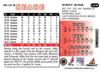 1997-98 Score New York Rangers #3 Mike Keane Back