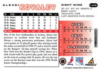 1997-98 Score New York Rangers #7 Alexei Kovalev Back