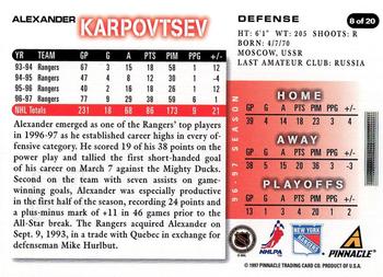 1997-98 Score New York Rangers #8 Alexander Karpovtsev Back