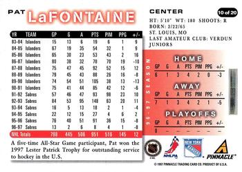 1997-98 Score New York Rangers #10 Pat Lafontaine Back