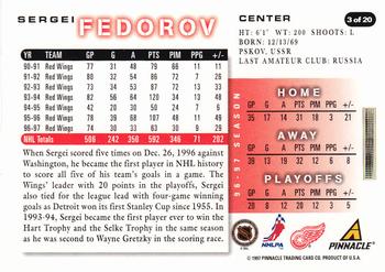1997-98 Score Detroit Red Wings #3 Sergei Fedorov Back