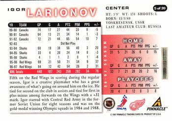 1997-98 Score Detroit Red Wings #5 Igor Larionov Back