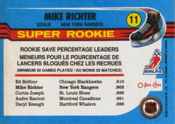 1991-92 O-Pee-Chee #11 Mike Richter Back