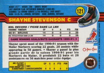 1991-92 O-Pee-Chee #121 Shayne Stevenson Back