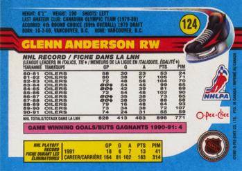 1991-92 O-Pee-Chee #124 Glenn Anderson Back