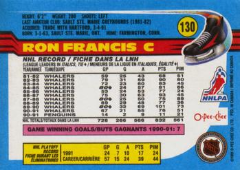 1991-92 O-Pee-Chee #130 Ron Francis Back