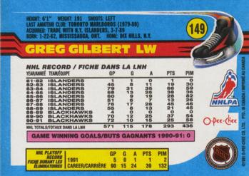 1991-92 O-Pee-Chee #149 Greg Gilbert Back