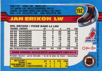 1991-92 O-Pee-Chee #152 Jan Erixon Back