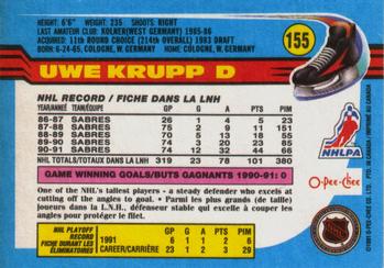 1991-92 O-Pee-Chee #155 Uwe Krupp Back