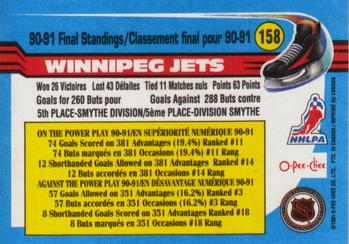1991-92 O-Pee-Chee #158 Winnipeg Jets Back