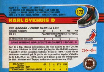 1991-92 O-Pee-Chee #172 Karl Dykhuis Back