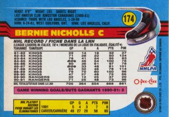 1991-92 O-Pee-Chee #174 Bernie Nicholls Back